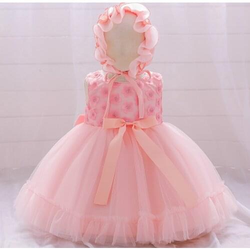 2PCS Baby Girls Baptism Dresses Infant Girl Birthday Christening Gown Flower Girl Wedding Party Dress Children Princess Clothes