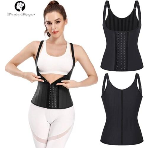 Women Latex 25 Steel Bone Waist Trainer Corset Underbust Cincher Tummy Control Shapewear Workout Body Shaper Vest Belly Girdles