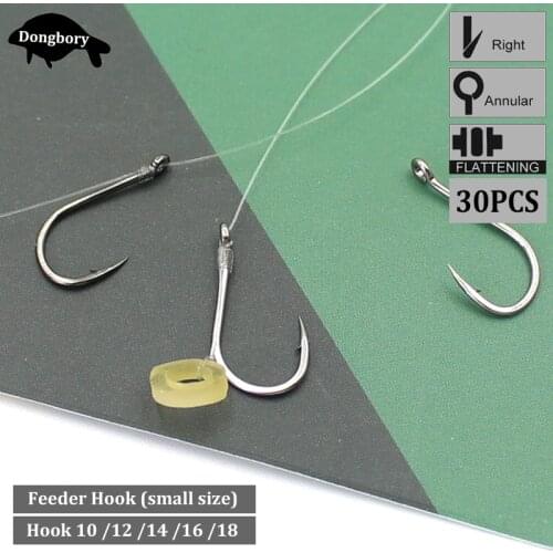 30PCS Carp Fishing Hook Carp Feeder Hooks Black Nickle Barbed Hooks Forged Shank Ringed Right Bent Circle Fishhook for Chod Rigs