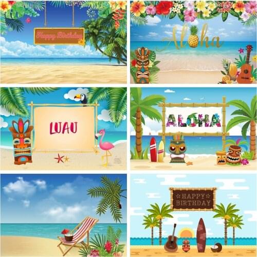 Laeacco Cloud Sea Luau Beach Party Palm Tree Summer Photography Background Customized Photographic Backdrops For Photo Studio
