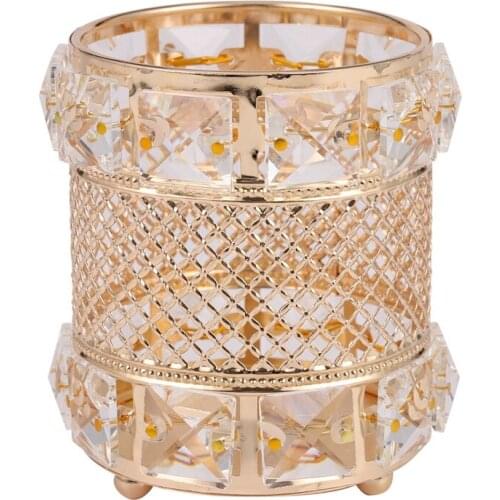 Metal Crystal Makeup Organizer Beauty Tools Storage Makeup Brush Pen Holder Desktop Decorative Ornaments