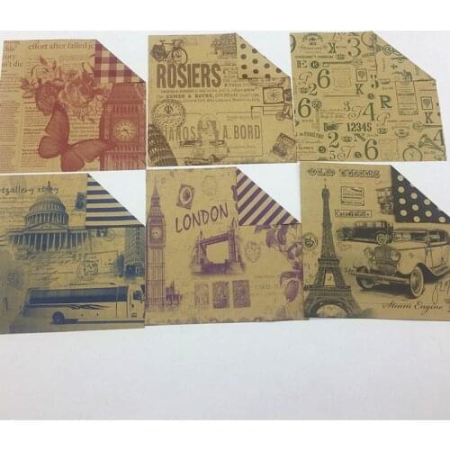 60 Sheets Multifunctional Kraft Paper Double-sided Printing Vintage 15*15CM Scrapbooking Decorative Craft Decorative Paper