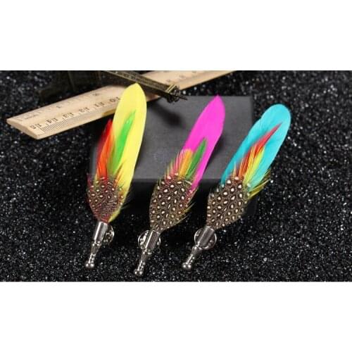 Brooch Presided over the performance wedding black feather brooch Korean version of the mens jewelry brooch Korean small suit