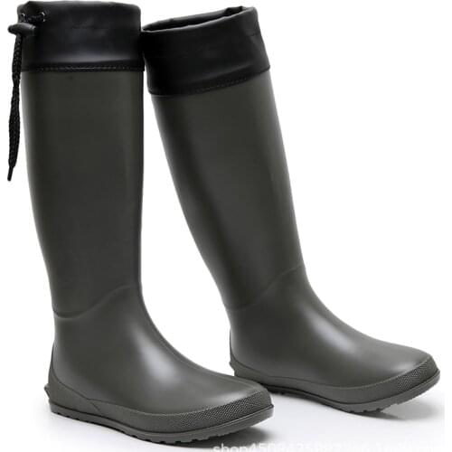 Soft Mens Womens High Tube Rain Boots Flat Bottom Folding Paddy Boots Light Outdoor Fishing Gardening Waterproof Shoes 36-41