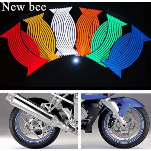 Newbee 16" 17" 18" Wheel Sticker Reflective Hub Rim Strip Tape Motorcycle Car Styling For Honda BMW Toyota Suzuki Yamaha