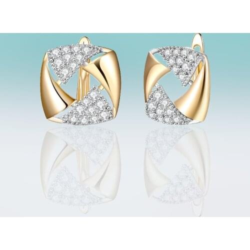 New Fashion Small Square Gold Stud Earrings Luxury Micro Wax Inlay Cubic Zirconia Earrings for Women Jewelry Brincos