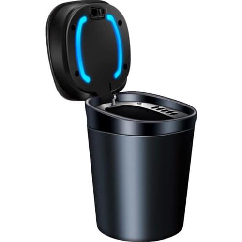 One Handed Popping Car Ashtray Metal Liner Cigar Ash Tray Storage Cup With LED Light Cigarette Ashtray Holder Decor Car Interior