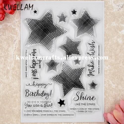 Lucky star make a wish Shine Scrapbook DIY photo cards rubber stamp clear stamp transparent stamp 11x16cm KW8050432