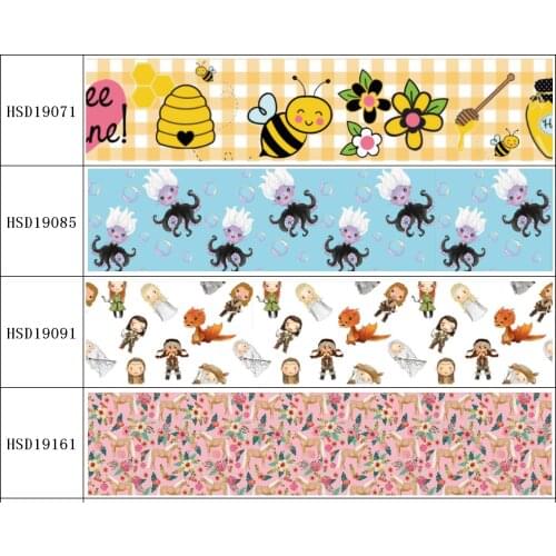 22MM 25MM 38MM 50MM 75mm Printed Pattern on Grosgrain Ribbon for diy ribbon