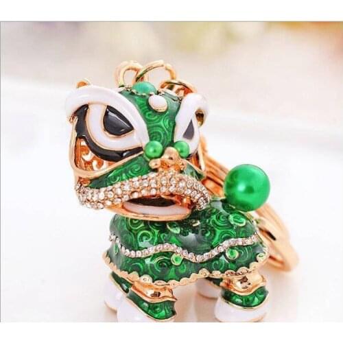 Special Chinese Folk Mascot Lion Dance Creative Enamel Metal Keyrings Gift For Women Girls Mascot Jewelry lin4117