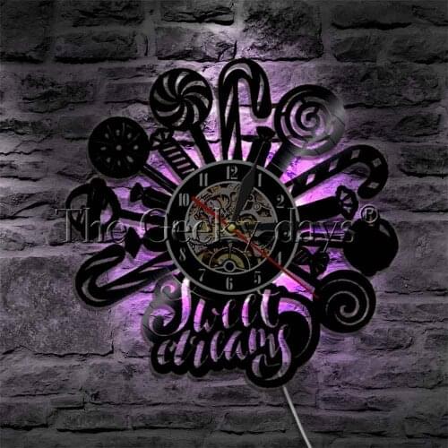 Sweet Dreams Quote LED Wall Sign Candy Cane Designed Wall Lamp Candies and Sweets Artwork Night Light Clock Decor