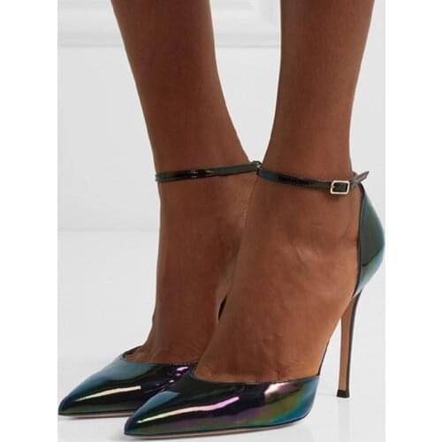 ASHIOFU New Style Handmade Ladies High Heel Pumps Two-pieces Party Prom Shoes Shinny Leather Evening Fashion Pumps Court Shoes