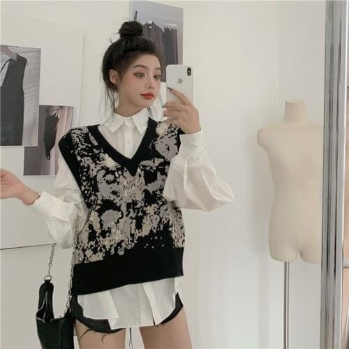 2020 new leopard print waistcoat v-neck floral print all-match chic vest winter thicken all-match retro vest 2021 spirng new