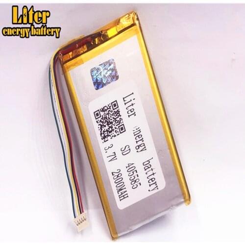 1.0MM 5pin connector 3.7V 405585 2800mAh tablet pc 7 inch MP4 MP5 Cells Rechargeable Li-polymer Battery