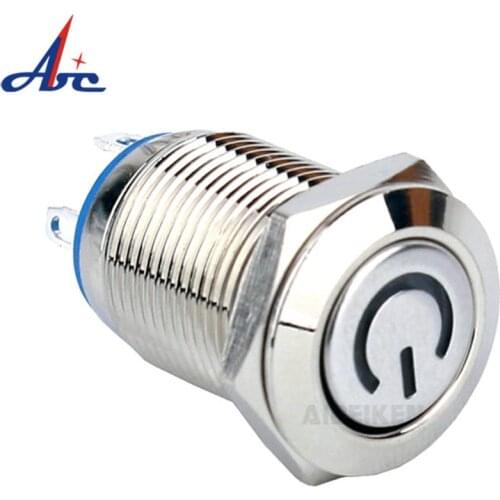 12mm Waterproof 1NO 4 Pins Led Illuminated Metal Push Button Power Switch 3V 5V 12V 24V 220V