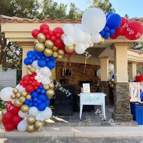 177Pcs Blue Mix Red Color Latex Balloons Garland Kit Gold White Balloon Arch Wedding Decorations Baby Shower Home Decors Globos