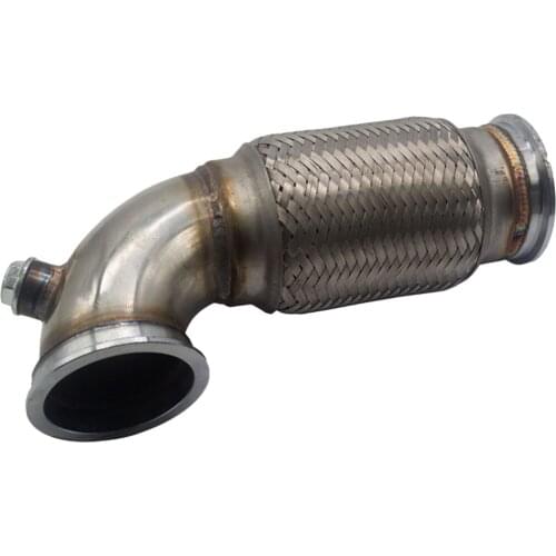 2.5" V-Band Downpipe Low Profile 90 Deg W/Flex Bellow Pipe Stainless+O2 Bung