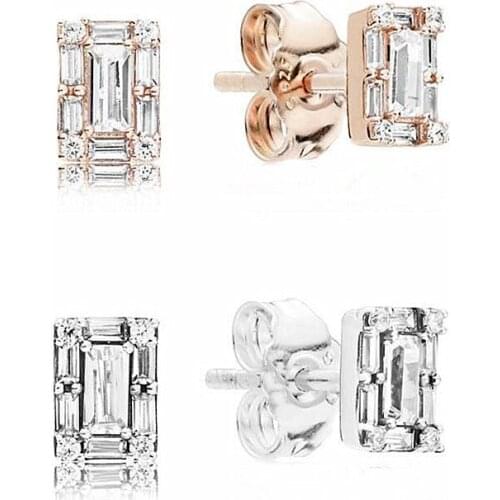 2021 New Free Shipping Authentic 925 Sterling Silver Luminous Ice Stud Earring For Women DIY Jewelry S925 Rose Earrings