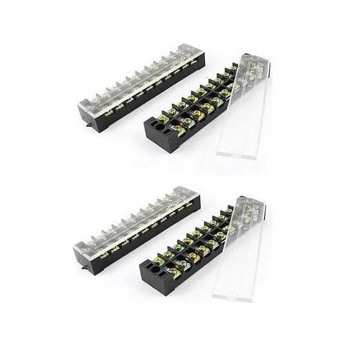 25A Dual Row 10P Screw Connector Electric Barrier Terminal Block Strip 4 Pcs