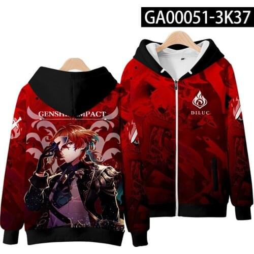3D Hoodies game genshin impact 3d print hoodie sweatshirts pullover unisex harajuku tracksuit Plus Size Outwear zipper