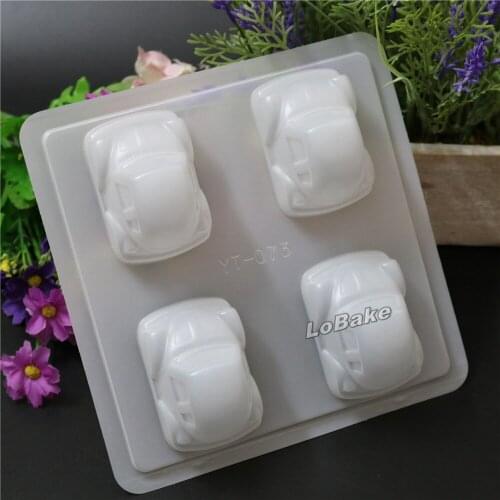 5pcs/lot) Latest design 4 cavities small car Shape PP Chocolate Jelly bread ice cube fondant cake Mold DIY Bakery supplies