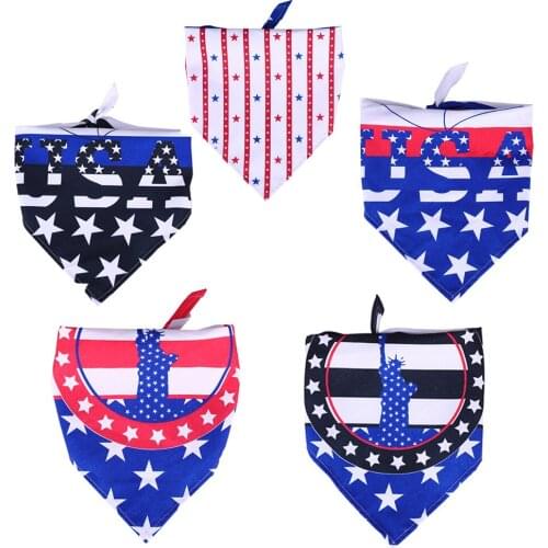 Pet Dog Bandana American Flag Bandana 4th of July Independence Day Pet Dog stars stripe Scarf Costume Dog Accessories