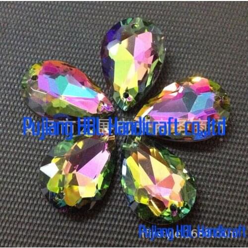 Free Shipping 12pcs 20x30mm sew on resin stones flat back sew on teardrop beads garment accessaries