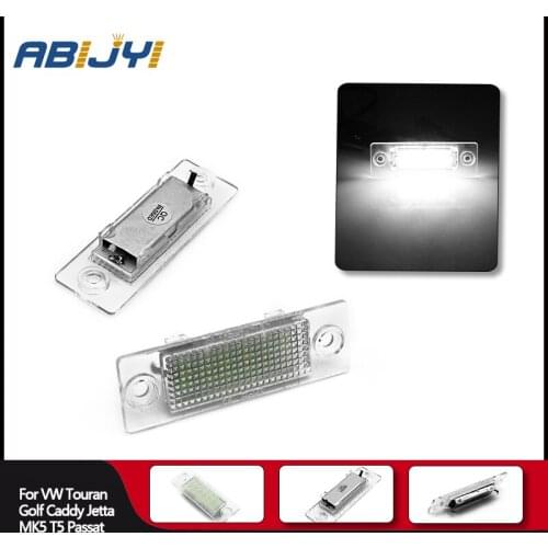 2pcs 12V LED Car License Number Plate Light Lamp Car Accessories For VW Touran Golf Caddy Jetta MK5 T5 Passat Cimousint Skoda