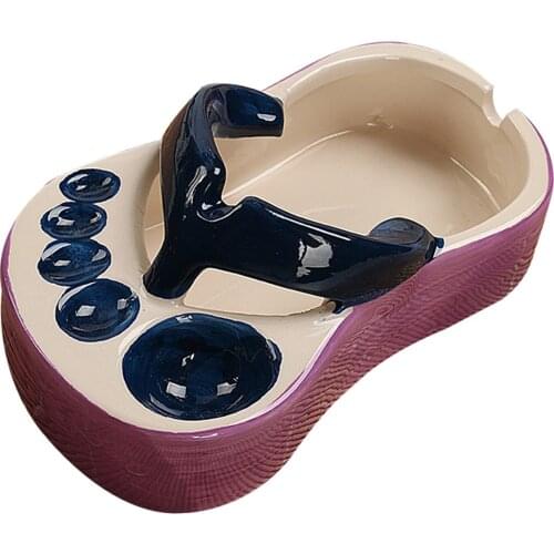 Ceramic Ashtray without Lid Creative Flip-flop Shaped Ashtray with Cigarette Rest for Home Office Bar 13*8*5.5cm LBShipping