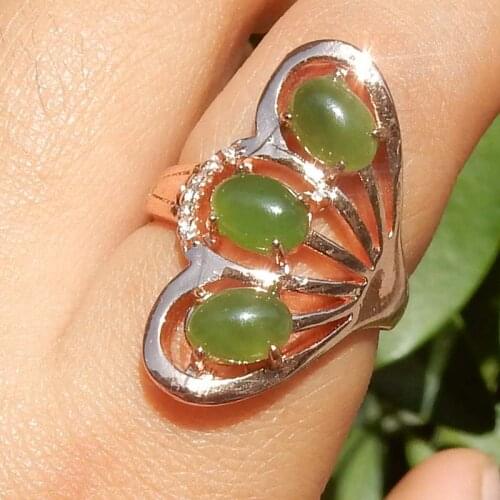 Natural jasper green jade ring with 925 sterling silver jade rings jade jewelry brand natural stone jewelry