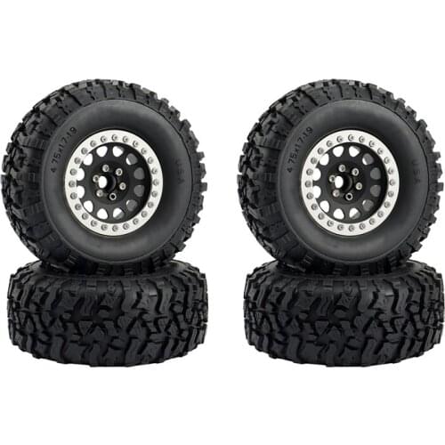 4Pcs Metal 2.2 Beadlock Wheel Rim Tires Set for 1/10 RC Crawler Car Axial SCX10 RR10 Wraith 90048 Traxxas TRX4