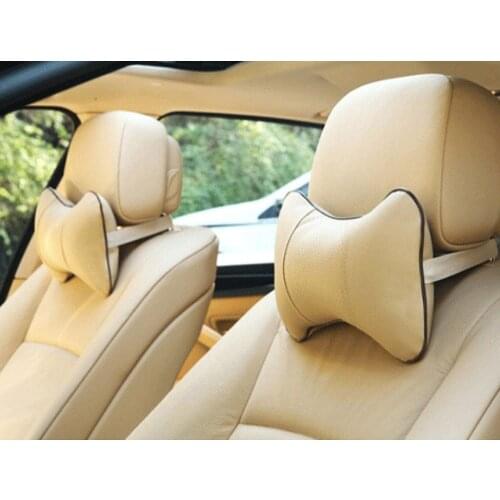 Leather Car Neck Pillow 2 Pcs (White)