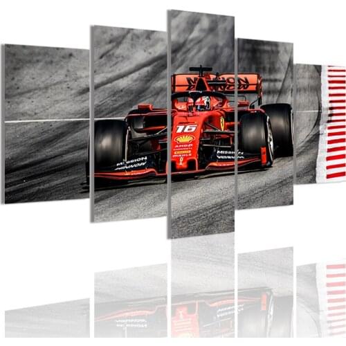 Red Sports Car Modern 5 Panels HD Canvas Painting Posters Wall Art Print Pictures Living Room Interior Home Decor Frame