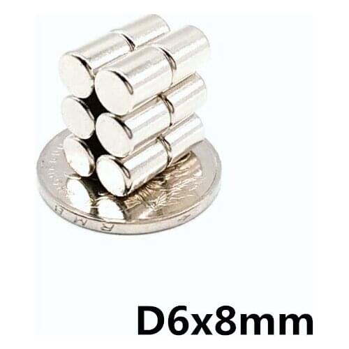 Home improvement Magnet 200Pcs 6 x 8 mm Permanent D6x8 NdFeB Super Strong Powerful Small Round Magnetic Magnets Disc 6*8 6x8