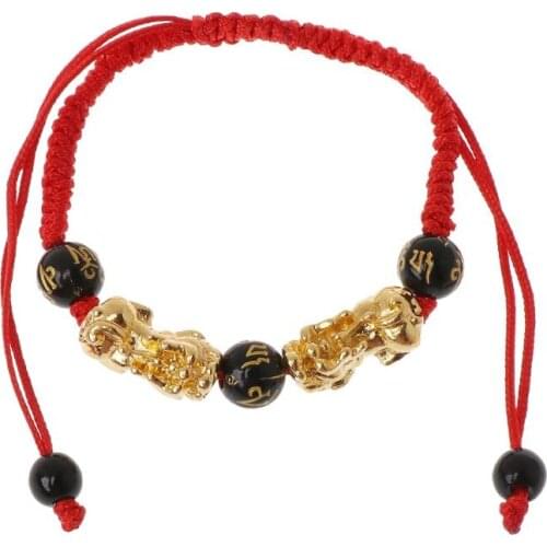 Buddhism Six Words Gold Pi Xiu Kabbalah Red String Bracelet Eye Protection R7RF