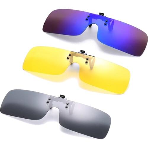 Flip Up Clip On Sunglasses Polarized Fishing Men Mirror Blue Driving Night Vision Cycling UV400 Lens Clips for Myopic