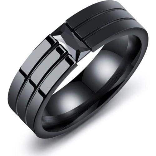 2019 New Black Men Rings 100% Titanium Steel Mens Personality Engrave Jewelry Wedding Bands Fashion Classic Boyfriend Gift