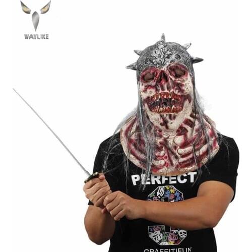 WAYLIKE Mens Cosplay Costume Adult Halloween Complete Zombie Knight Headgear Horror Headgear