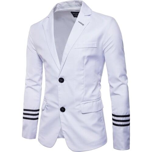 Hot Style Mens Blazer Fashion Men Clothing Male Suit Jacket Long Sleeve Stripe Casual Slim Fit Fancy Party Singer Blazzer Coat