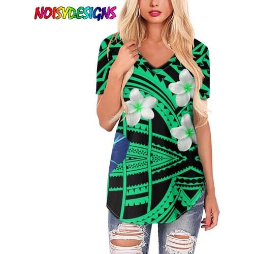 NOISYDESIGNS Woman T-shirt For Women 2021 Polynesian Tribal Tropical Flower T Shirt Women Tshirts Womens T-shirts Short Sleeve