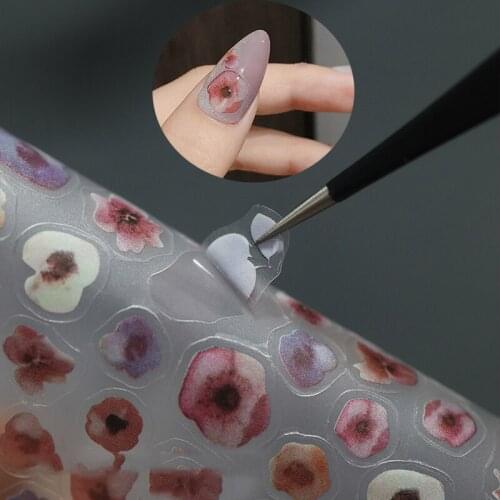 2021 New 3D Self-Adhesive Bohemia Lovly Ink Flower Image Nails Stickers for Nails Sticker Decorations Manicure Z0510