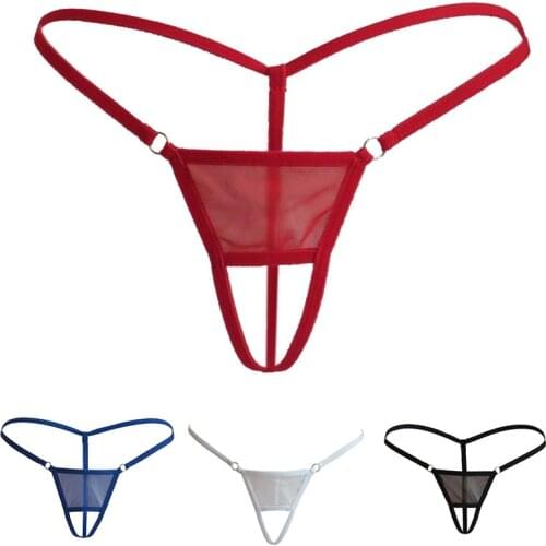 Sexy Mens G-Strings Fashion Low Rise Crotchless Underwear Thong Solid Color Hollow Briefs Male Underpants