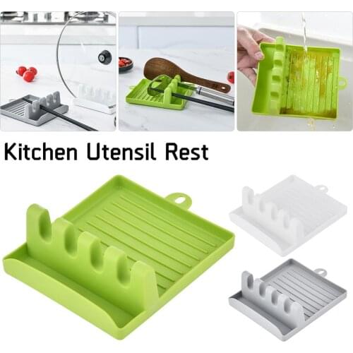 Hot Cooking Utensil Rest Kitchen Organizer and Storage Kitchen Fork Spoon Holders Non-slip Pad Kitchen Storage Accessories