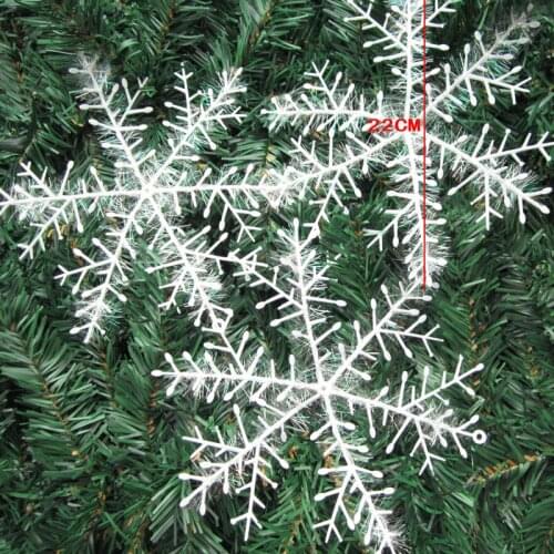 3pcs/bag White Plastic Fake Snowflake Christmas Party Hanging Pendants New Year Xmas Tree Ornaments Window Decoration