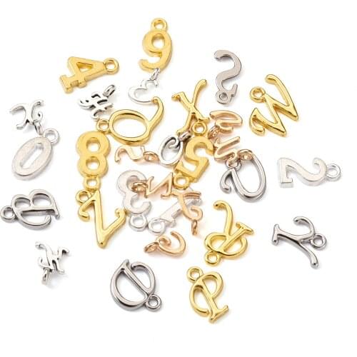 1 Box 304 Stainless Steel Alloy Alphabet Number Charms Letter A~Z Pendants for DIY Earring Necklace Handmade Findings Mix Colors