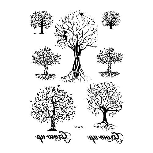 Rocooart Hand Arms Waterproof Temporary Tattoo Sticker Sketch Trees Flash Tatoo Harajuku Tatuagem Fake Tattoo Taty For Women Men