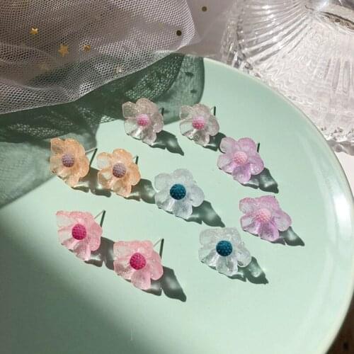 925 Silver Needle Petite Multicolor Petal Earrings Korean Girl Fashion Acrylic Simple Earrings Ins Popular Summer Elegant Jewelr