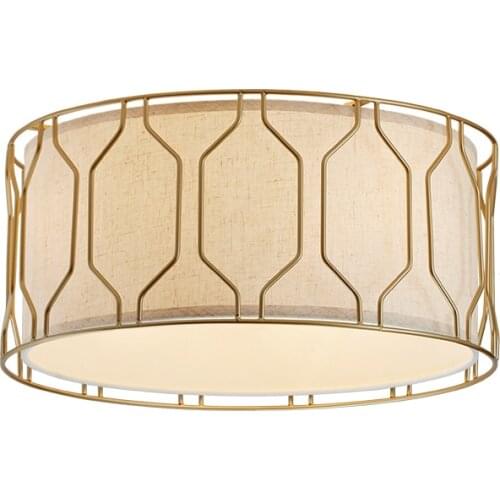 Modern Chinese restaurant wrought iron ceiling lamp simple new Chinese style Zen bedroom lamp study cloth cover art lighting