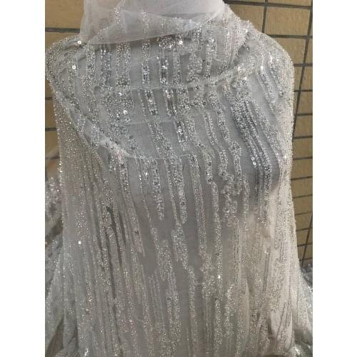 Heavy French Tulle Lace with beads Latest African Embroidered Net Lace SYJ-68889 Luxury beaded Lace Fabric