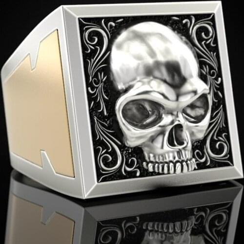 Vintage Skull Ring Secret Compartment Memorial Souvenir Cinerary Casket Coffin Rings for Men HipHop Unique Viking Jewelry